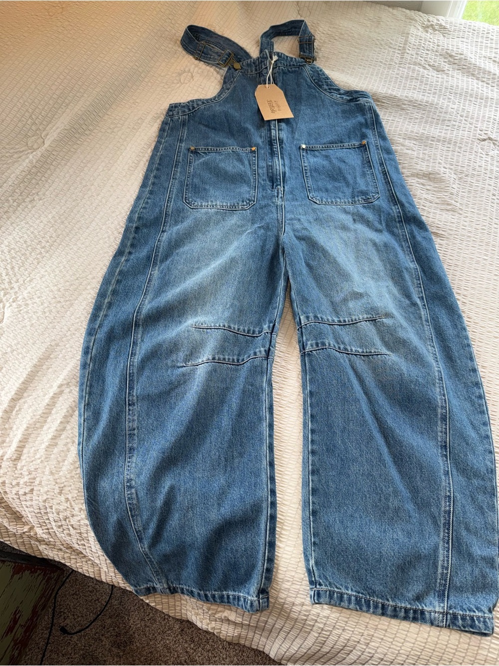 NWT Listicle Western Wide Leg Barrel Overalls medium